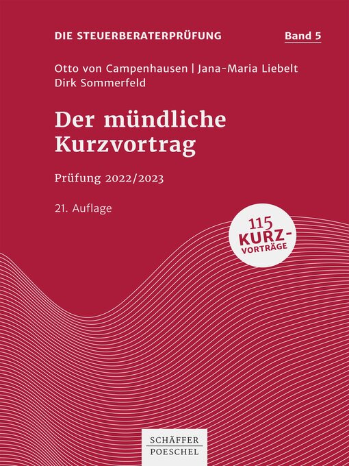 Title details for Der mündliche Kurzvortrag by Otto Campenhausen - Wait list